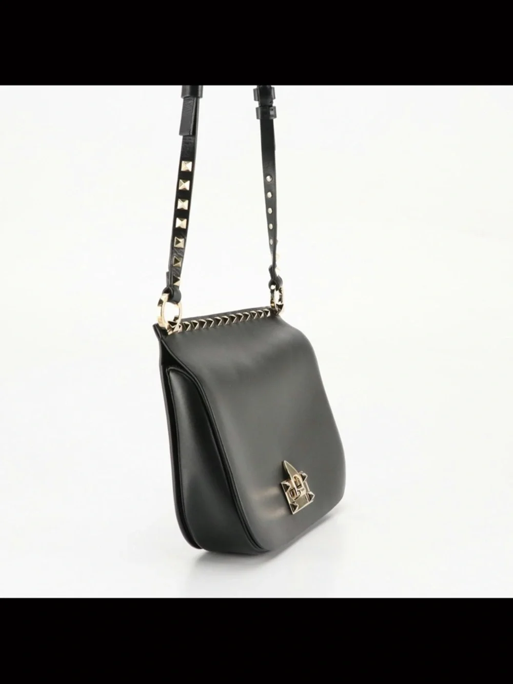 Vintage Valentino Garavani Rockstud Black Leather Saddlebag - Picture 10 of 14